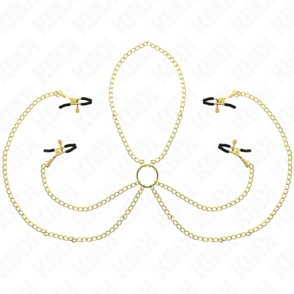 KINK - 4 NIPPLE AND CLIT CLAMPS ADJUSTABLE GOLD