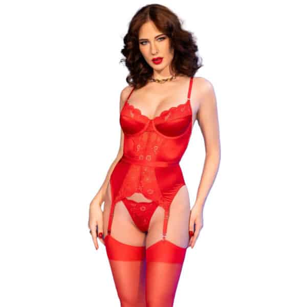 CHILIROSE - CR 4845 CORSET Y MEDIAS ROJO S